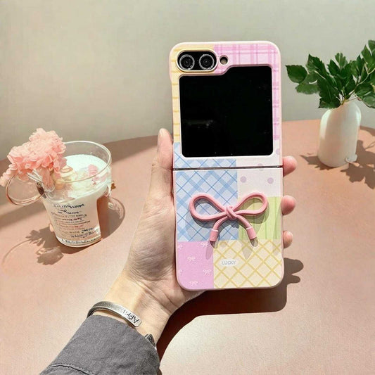 3D Bow Bracelet Case for Samsung Z Flip 6 5 4 3 Cute Shockproof Back Cover with Strap, Stylish and Durable Protective Case