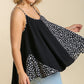 Linen Blend Mixed Animal Print Adjustable Spaghetti Strap Top
