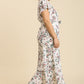 Floral Print Wrapped Short Ruffle Sleeve Maxi Dress With No Lining