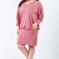 Plus Cut-out Neck Details Dolman Midi Sleeve Mini Dress