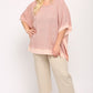 Light Knit And Woven Mixed Boxy Top With Poncho Sleeve