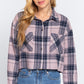 Long Slv Plaid Jacquard Crop Shirt