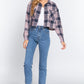 Long Slv Plaid Jacquard Crop Shirt