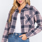 Long Slv Plaid Jacquard Crop Shirt