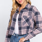 Long Slv Plaid Jacquard Crop Shirt