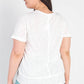 Plus White Trim Detail Round Neck Short Sleeve Top