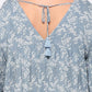 Ditsy Printed And Back Tassel Tie Top With Wrist Smocking Detail