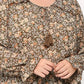 Floral Printed And Elastic Waist Chiffon Top With Tassel Tie