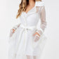 Side Tacking Waist Tie Mesh Coat