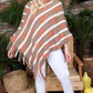 Bottom Tassel Edge Multi Color Poncho