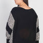 Plus Black Flannel Leopard Print Colorblock Dolman Sleeve Top